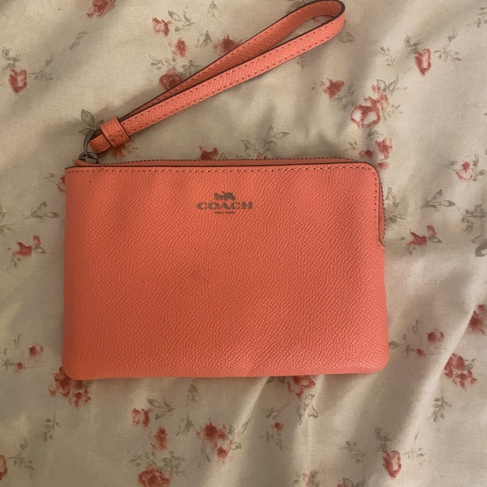 Coach Pink Leather Wristlet Clutch
